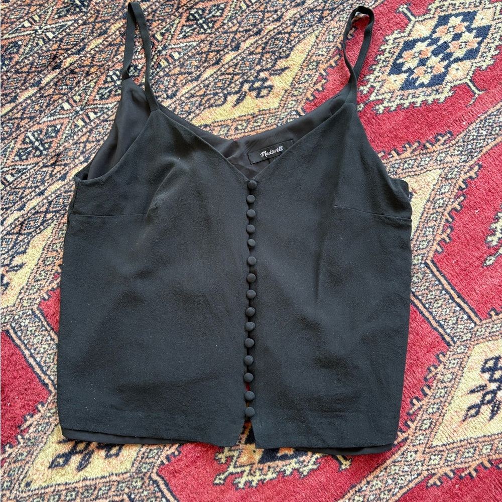 Madewell Black Silk Button Front Camisole size 0